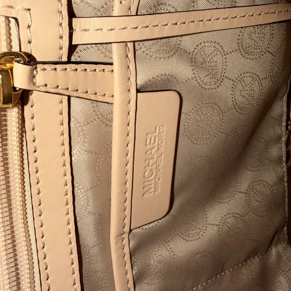 Michael Kors Jet Set Travel Large Tote Brown MK Logo Beige - Picture 7 of 9